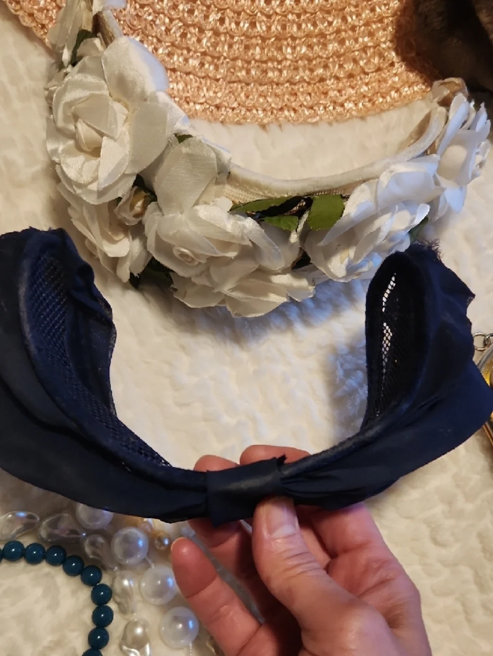 Vintage 1950s Girls Dressup Bundle With Hats, Purses, Pearls, And Headbands